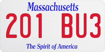MA license plate 201BU3