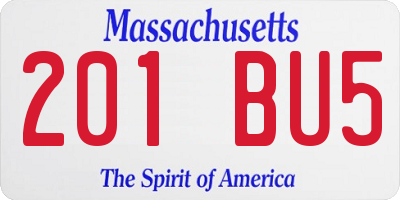 MA license plate 201BU5