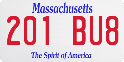 MA license plate 201BU8