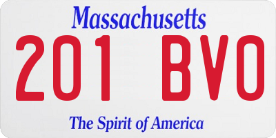 MA license plate 201BV0