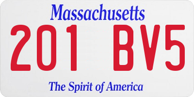 MA license plate 201BV5