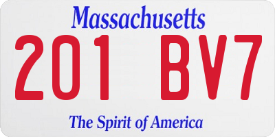 MA license plate 201BV7