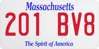 MA license plate 201BV8