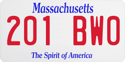 MA license plate 201BW0
