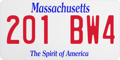 MA license plate 201BW4