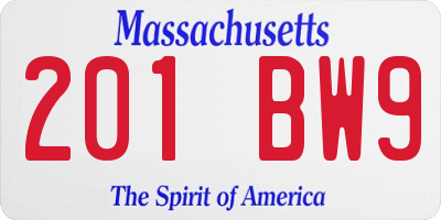 MA license plate 201BW9