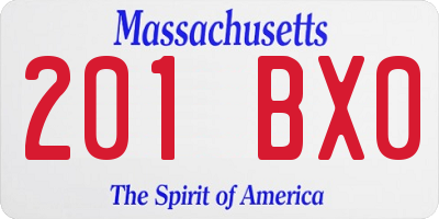 MA license plate 201BX0