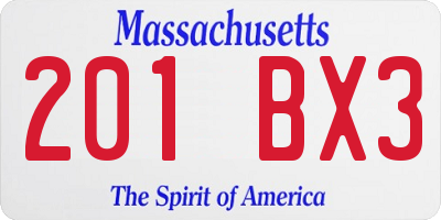 MA license plate 201BX3
