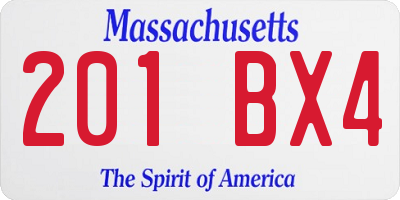 MA license plate 201BX4