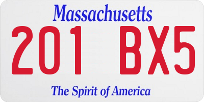 MA license plate 201BX5