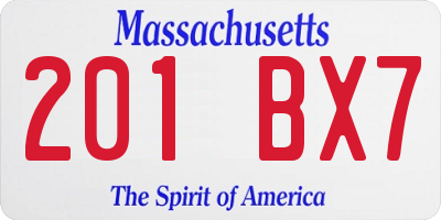MA license plate 201BX7