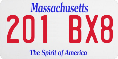 MA license plate 201BX8