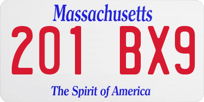 MA license plate 201BX9