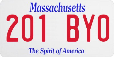MA license plate 201BY0