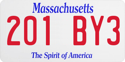 MA license plate 201BY3