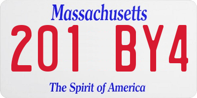 MA license plate 201BY4