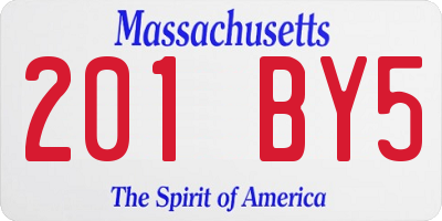 MA license plate 201BY5