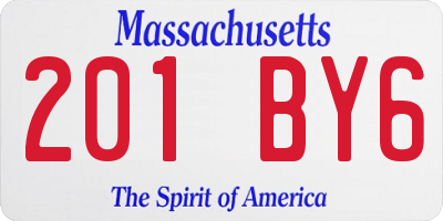 MA license plate 201BY6