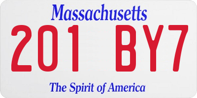 MA license plate 201BY7