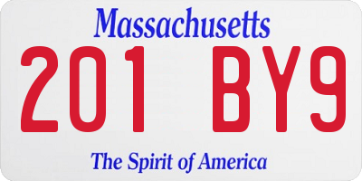 MA license plate 201BY9