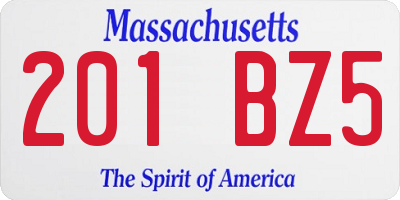 MA license plate 201BZ5