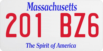 MA license plate 201BZ6