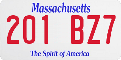MA license plate 201BZ7