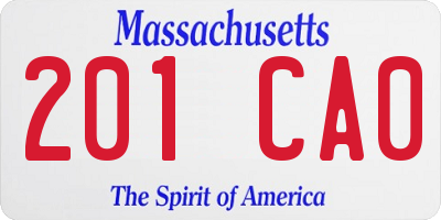 MA license plate 201CA0