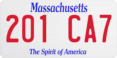 MA license plate 201CA7