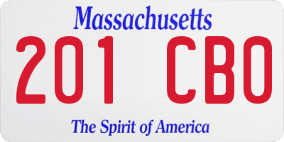 MA license plate 201CB0