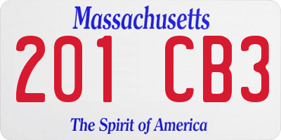 MA license plate 201CB3