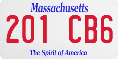 MA license plate 201CB6