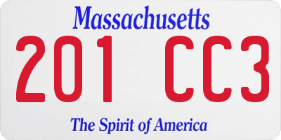 MA license plate 201CC3
