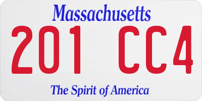 MA license plate 201CC4