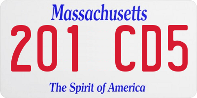 MA license plate 201CD5