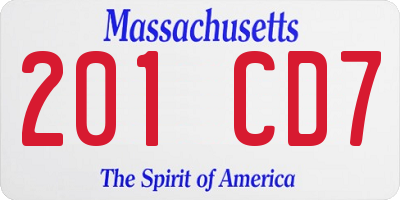 MA license plate 201CD7