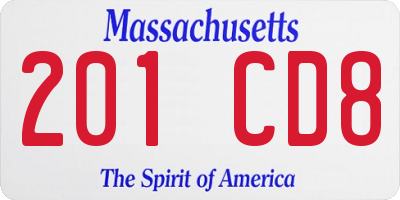 MA license plate 201CD8