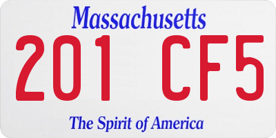 MA license plate 201CF5