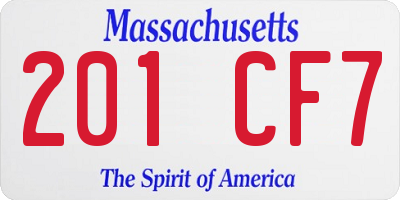 MA license plate 201CF7