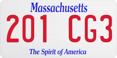 MA license plate 201CG3