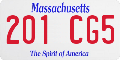 MA license plate 201CG5