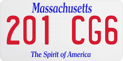 MA license plate 201CG6