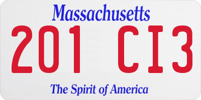MA license plate 201CI3