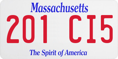 MA license plate 201CI5