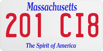 MA license plate 201CI8