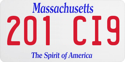 MA license plate 201CI9