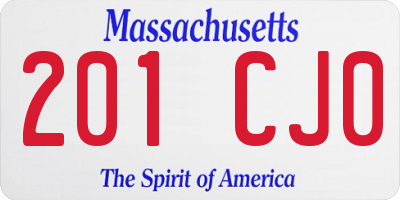 MA license plate 201CJ0