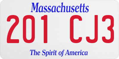 MA license plate 201CJ3