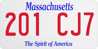MA license plate 201CJ7