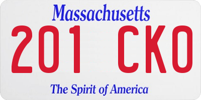 MA license plate 201CK0